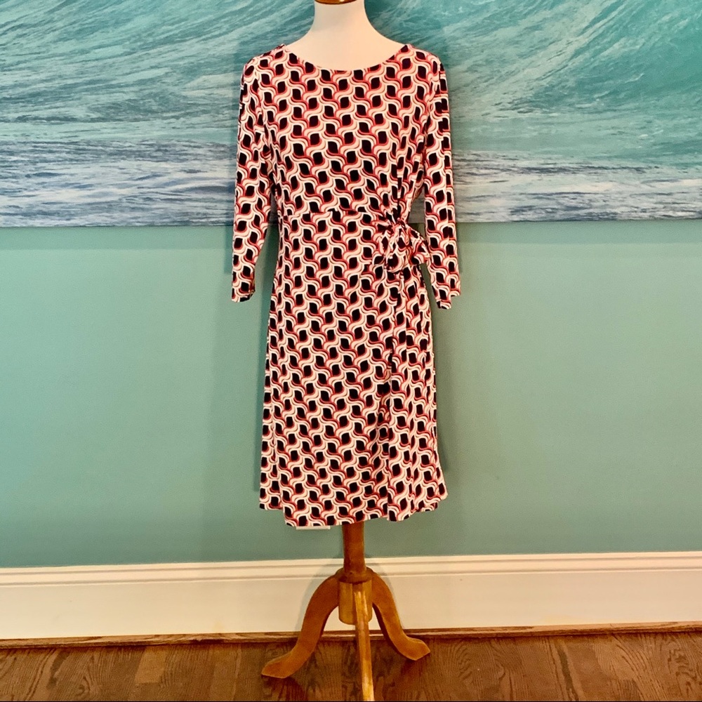 Talbots Side Tie Swirl Print Sheath Dress